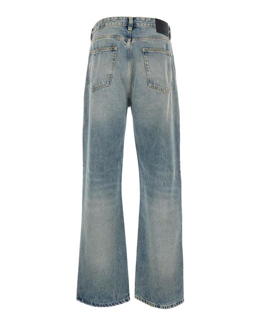 Won Hundred Blue Five-Pocket Jeans With Faded Effect for men