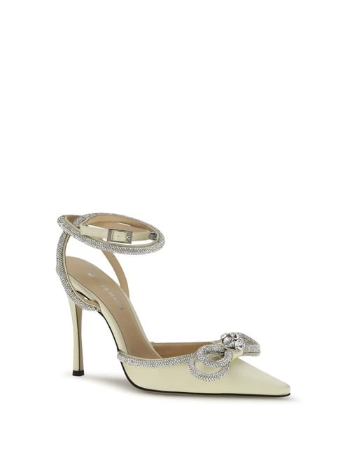 Mach & Mach White Satin Pumps Upper: Silk; Sole: Leather