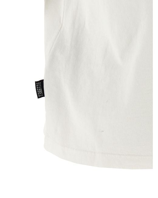 MM6 by Maison Margiela White Arc Print T-Shirt Cotton