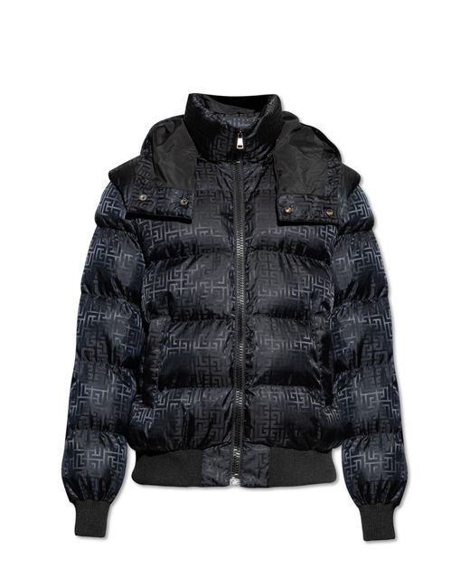 Balmain Men's Black Insulated Jacket With Detachable Hood