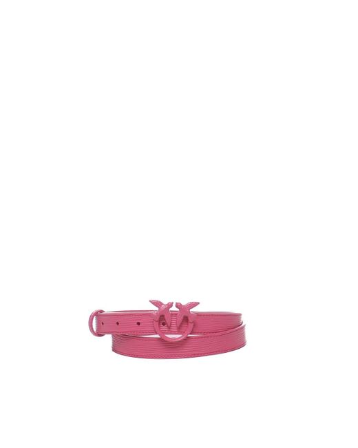 Pinko Pink Leather Belt With Love Birds Buckle