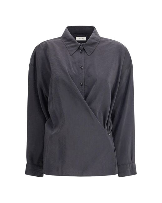 Lemaire Gray Draped Shirt Silk; Polyamide