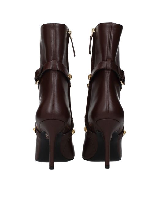 Versace Brown Leather Ankle Boots