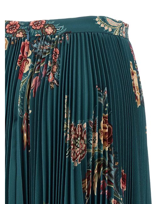 Etro Green Pleated Skirt Skirts