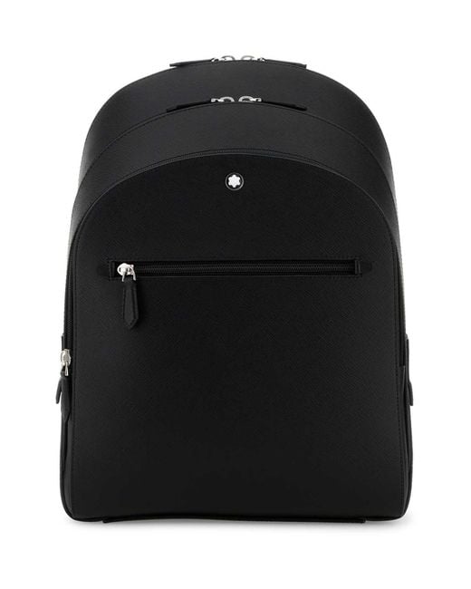 Montblanc Black Leather Backpack for men