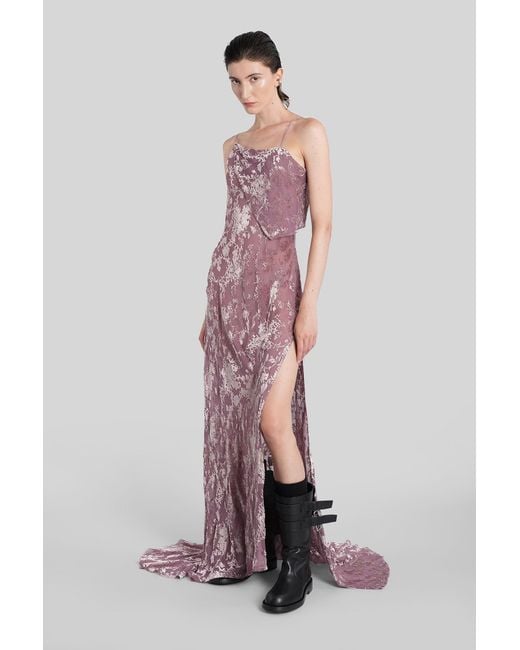 Ann Demeulemeester Aaricia Long Dress In Rose-pink Velvet