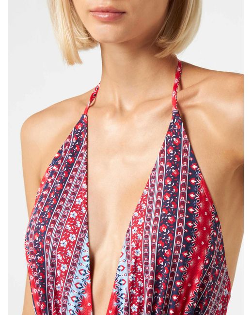 Mc2 Saint Barth Red One Piece Gipsy Print