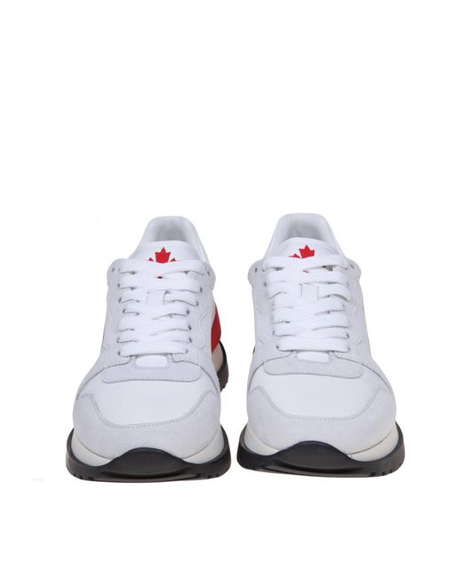 DSquared² White Suede And Nylon Running Sneakers With Logo for men