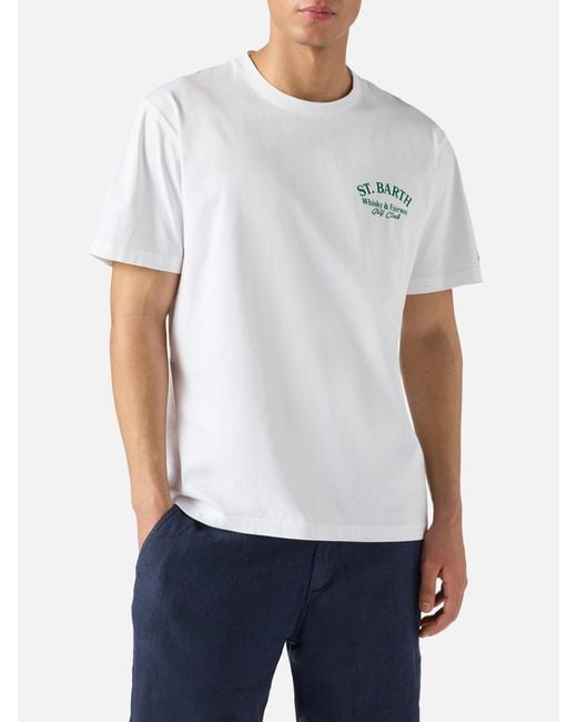 Mc2 Saint Barth White Portland T-Shirt With St. Tropez Habitué Print for men