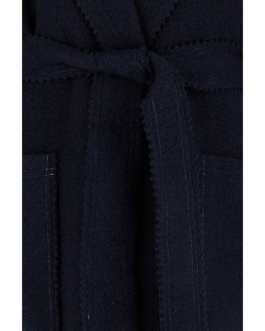 Max Mara Blue Long Coat With Belt Wool And Cashmere