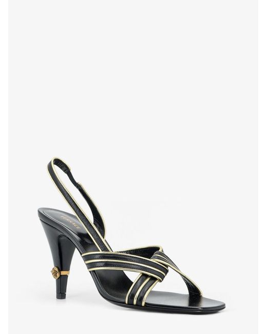 Versace Gianni Leather Sandals With Contrasting Metallic Profiles