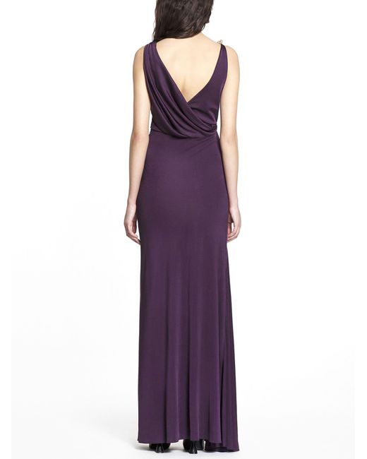 Lanvin Purple V-neck Sleeveless Maxi Dress