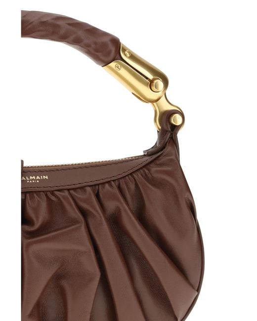 Balmain Brown Ébène Mini Bag Calfskin Leather Calf Suede Shoulder