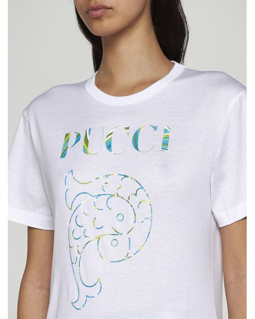Emilio Pucci White Logo Cotton T-Shirt