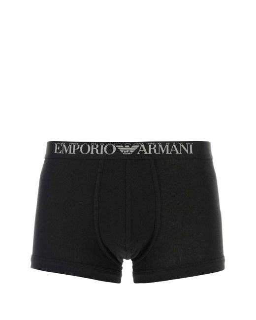 Emporio Armani Black Cotton Boxer Set for men