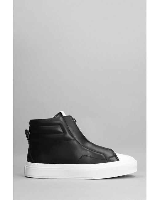 Givenchy Gray City High Top Sneakers In Black Leather for men