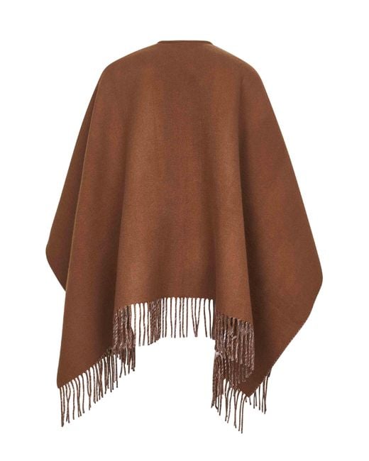 Fendi Brown Poncho Wool And Cashmere — Capes