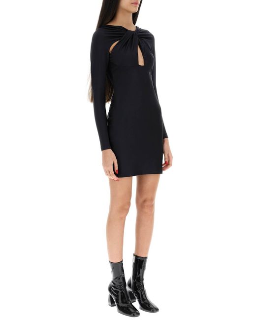 Coperni Black Twisted Mini Dress With Cut Outs