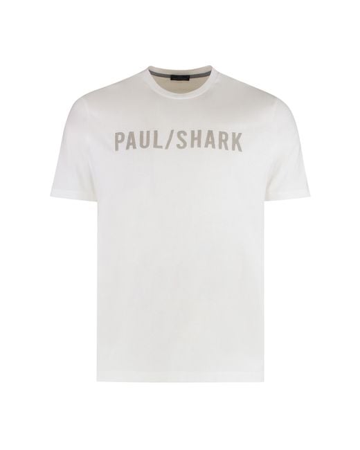 Paul & Shark White Cotton Jersey T-Shirt With Logo T-Shirts for men