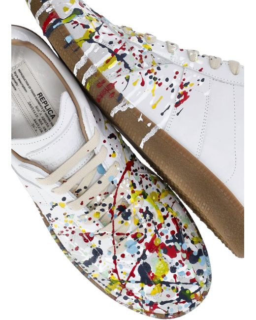 Maison Margiela Paint Drop Replica Sneakers in White Lyst