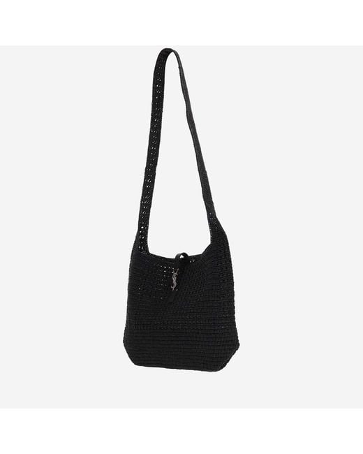 Saint Laurent Black Crocheted Raffia Tote Bag Shoulder for men