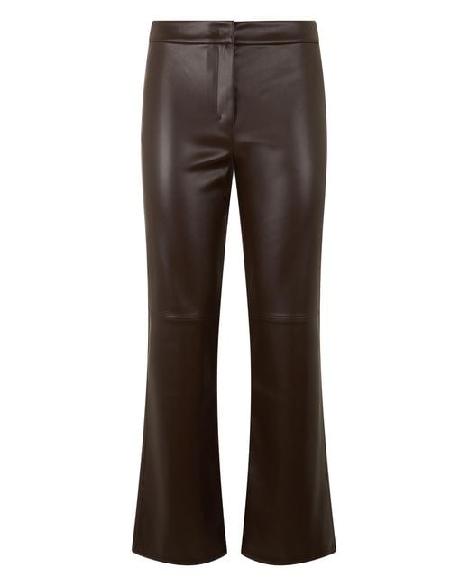 Max Mara Gray Flared Synthetic Leather Trousers Polyester