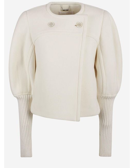Chloé White Wool Blend Short Coat