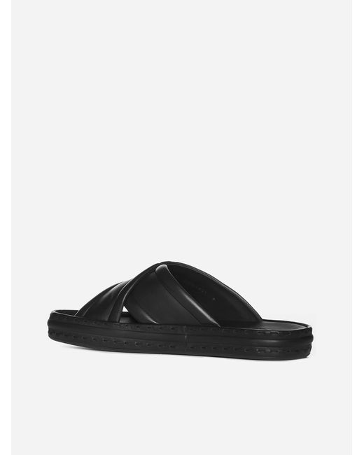 Fendi White Ff Nappa Leather Sandals for men