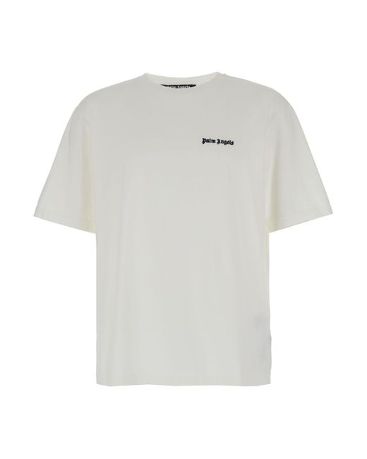 Palm Angels White Classic Logo Slim Tee Off Off Whit for men