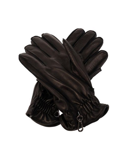 DSquared² Black Gloves From Lamb Leather for men