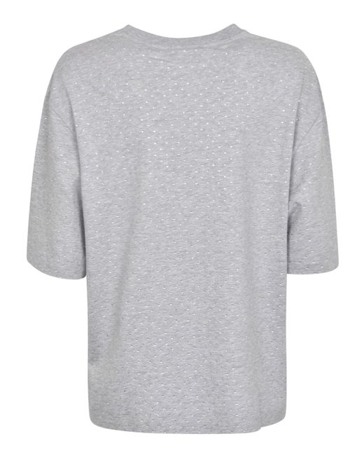 Rabanne Gray Rhinestones Embellished Logo T-Shirt