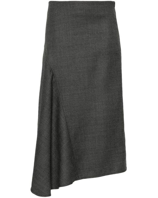Brunello Cucinelli Gray Wool Midi Skirt