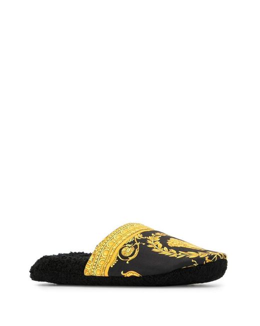 Versace Black Medusa Barocco House Slippers