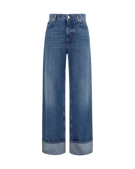 Dolce & Gabbana Blue Straight-Leg Five-Pocket Jeans Cotton