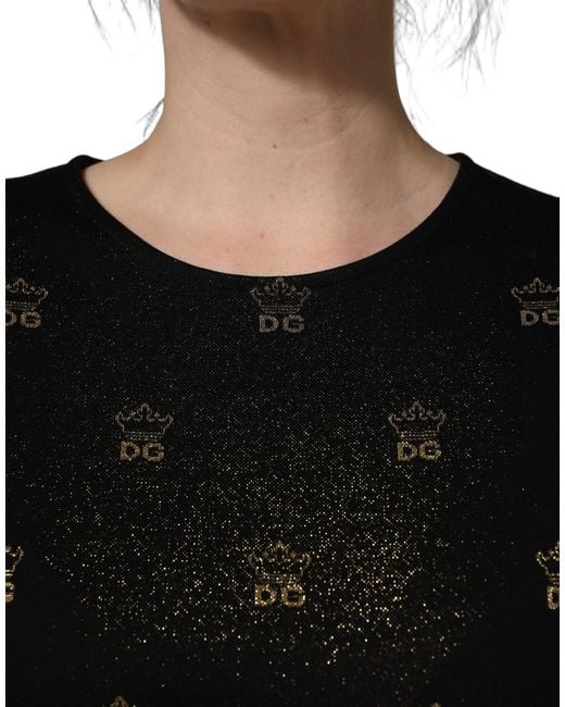 Dolce & Gabbana Black Dg Crown Short-Sleeve Sheath Dress