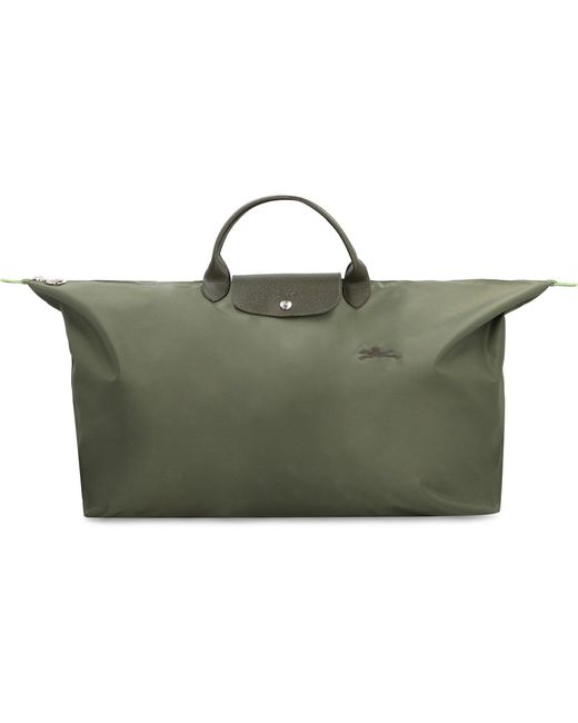 Longchamp Green Large Le Pliage Logo Embroidered Holdall
