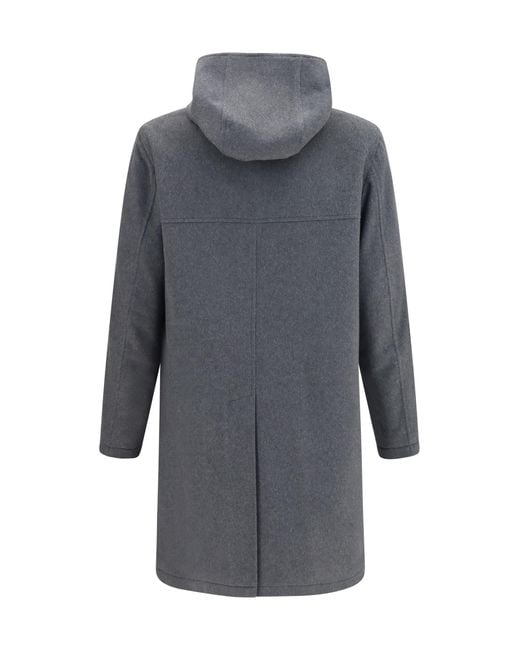 Lardini Gray Wool Hooded Coat Fleece for men