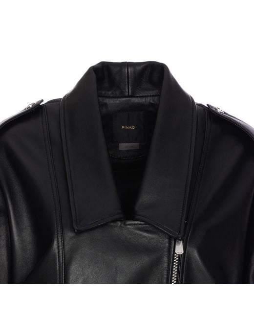 ジャケット Pinko CONFINE BIKER JACKET WITH BELT Pinko Confine Biker Jacket With Belt in Black | Lyst