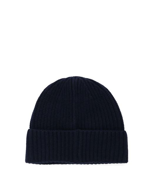 Stone Island Blue Certified Virgin Wool Beanie Hat for men