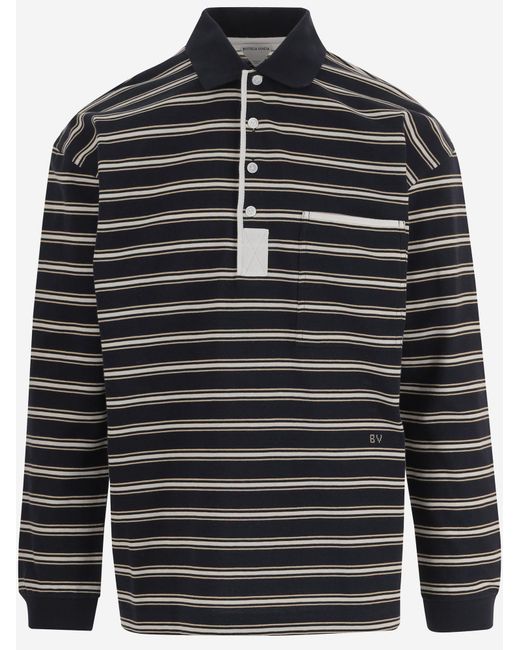 Bottega Veneta Gray Long-Sleeve Cotton Polo Shirts for men