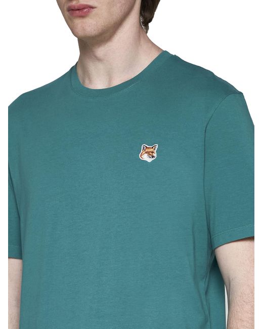 Maison Kitsuné Green Fox Head Patch Cotton T-shirt for men