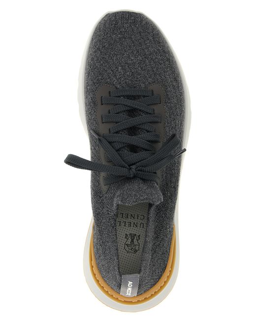 Brunello Cucinelli Gray Cotton Athletic Sneakers for men