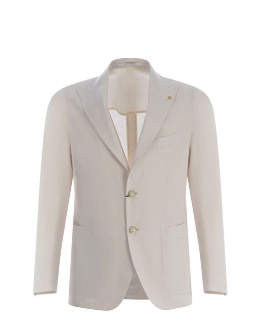 Tagliatore White Single-Breasted Jacket for men