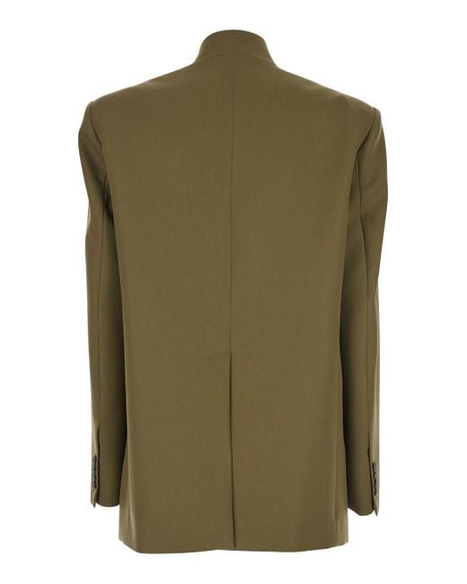 The Attico Green Jacket With Asymmetric Closure On The Front
