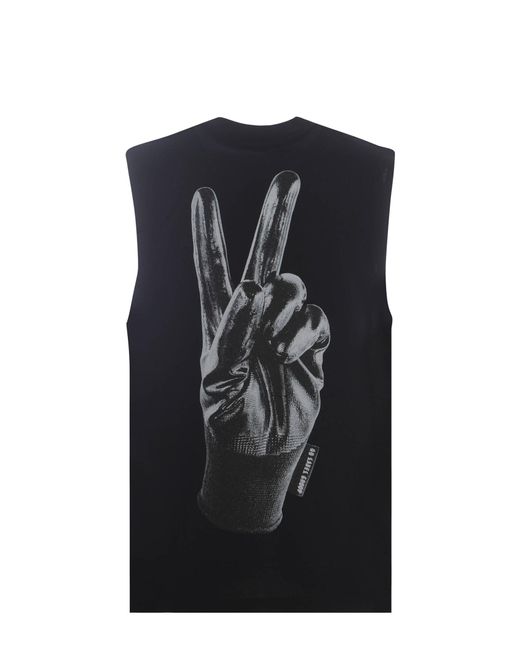 44 Label Group Black Tank Top 44Label Group Peace Made Of Cotton for men