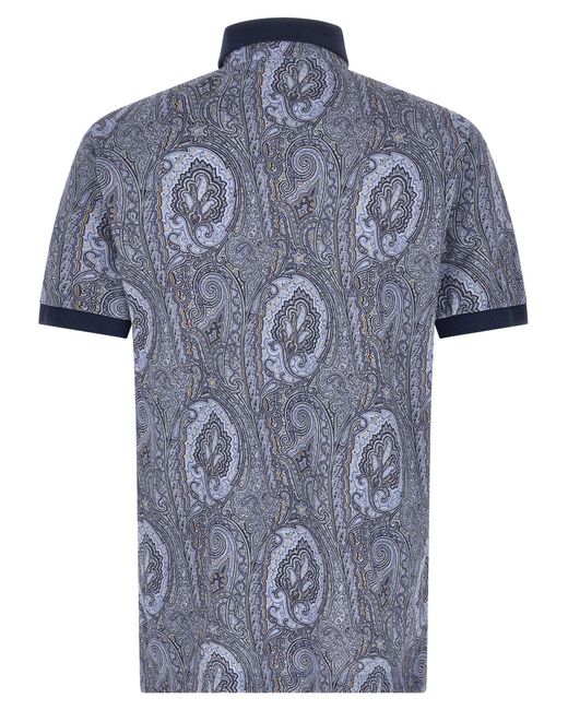 Etro Blue 'Arnica Paisley' Polo Shirt for men