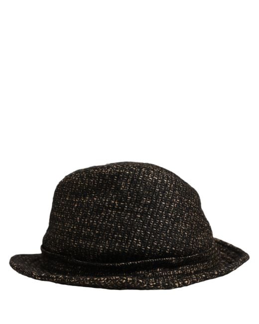 Dolce & Gabbana Black Melange Blended Textured Tweed Capello Hat Wool Alpaca Nylon