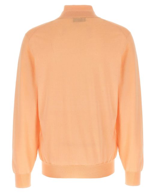 Brunello Cucinelli Orange Zip Cardigan for men