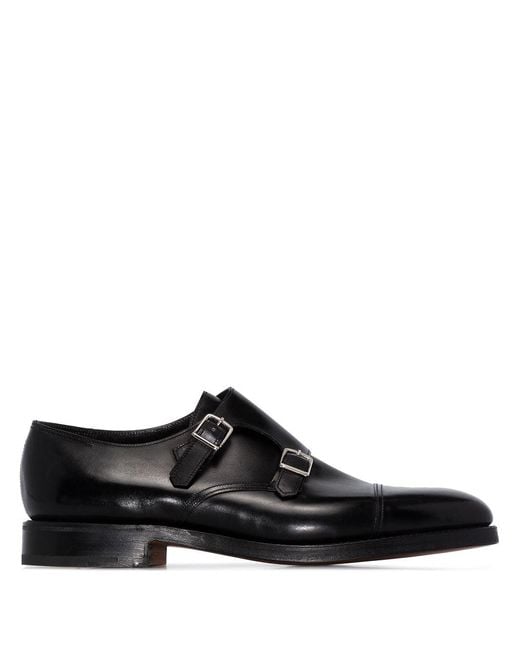 John Lobb Black Double Monk Strap Shoes William Leather Accessories for men