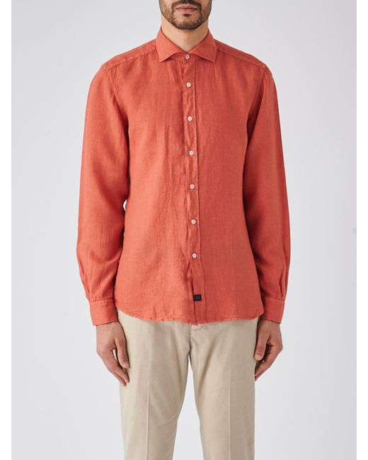 Fay Red Camicia Collo Francese Tinto Capo Shirt for men